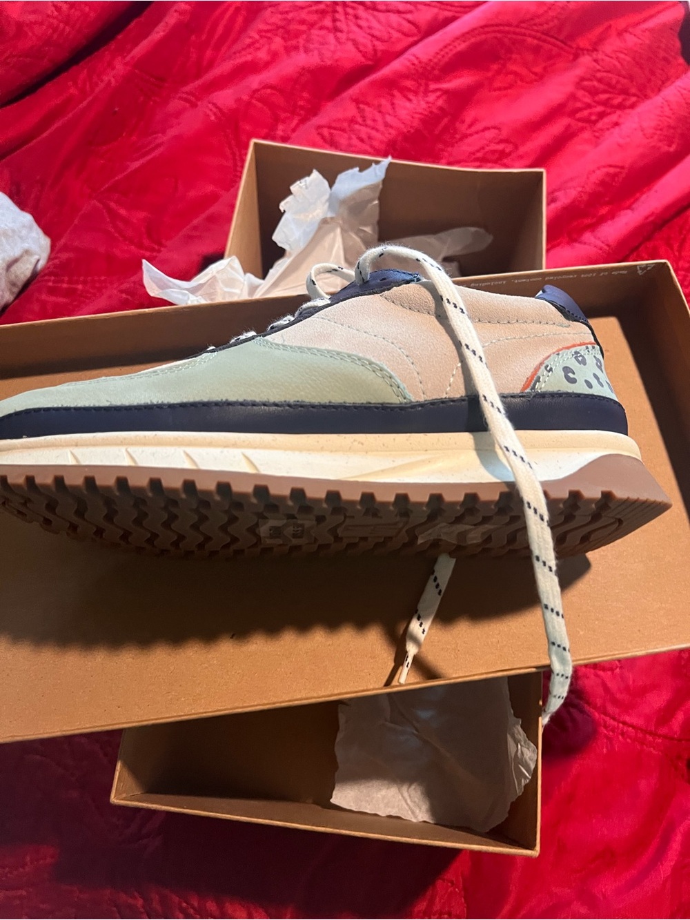 NWT Madewell Casual Colorblock Sneakers in Mint, Navy & Orange - Picture 5 of 6